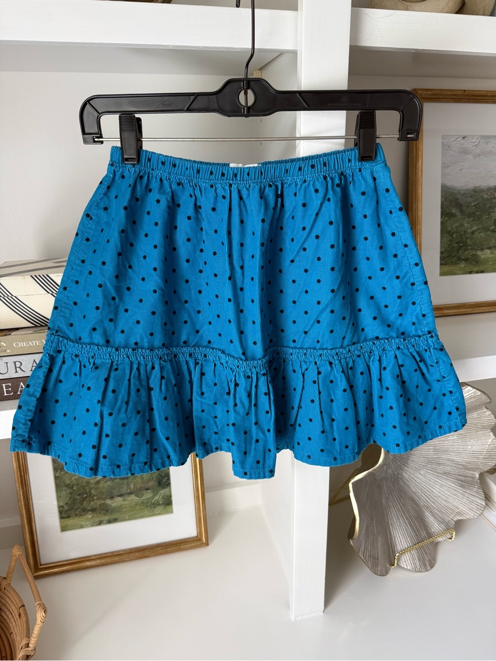 Lands' End Girls Blue Polka Dot Ruffle Mini Skirt